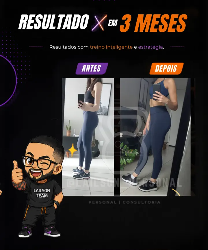 Antes e depois de aluna em 3 meses
